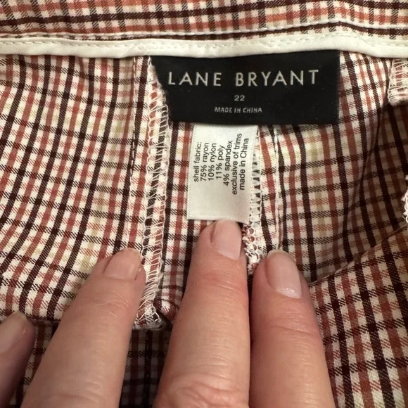 Lane Bryant Signature Fit 4-Season Ankle Pants Berry Plaid Stretch Plus Size 22 - Picture 13 of 14